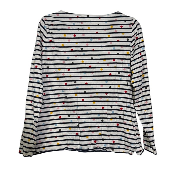Boden Breton Long Sleeve Tee Stripes and Dots Navy Blue White Size 14 - Picture 3 of 9